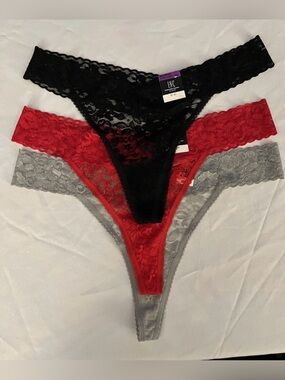 INC  international concepts Plus Lace Thongs 3 Pair Multicolor Size XXL, $24 RBS